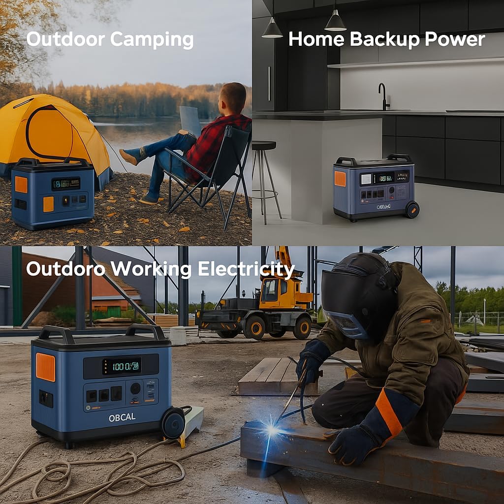 OSCAL PowerMax 6000 Solar Generator, 3600Wh/6000W Power Station with 500W Solar Panels, 120V/240V Split Phase Voltage AC Outlets (9000W Peak), 2400W Solar Charging,Emergency for Home,Battery Backup