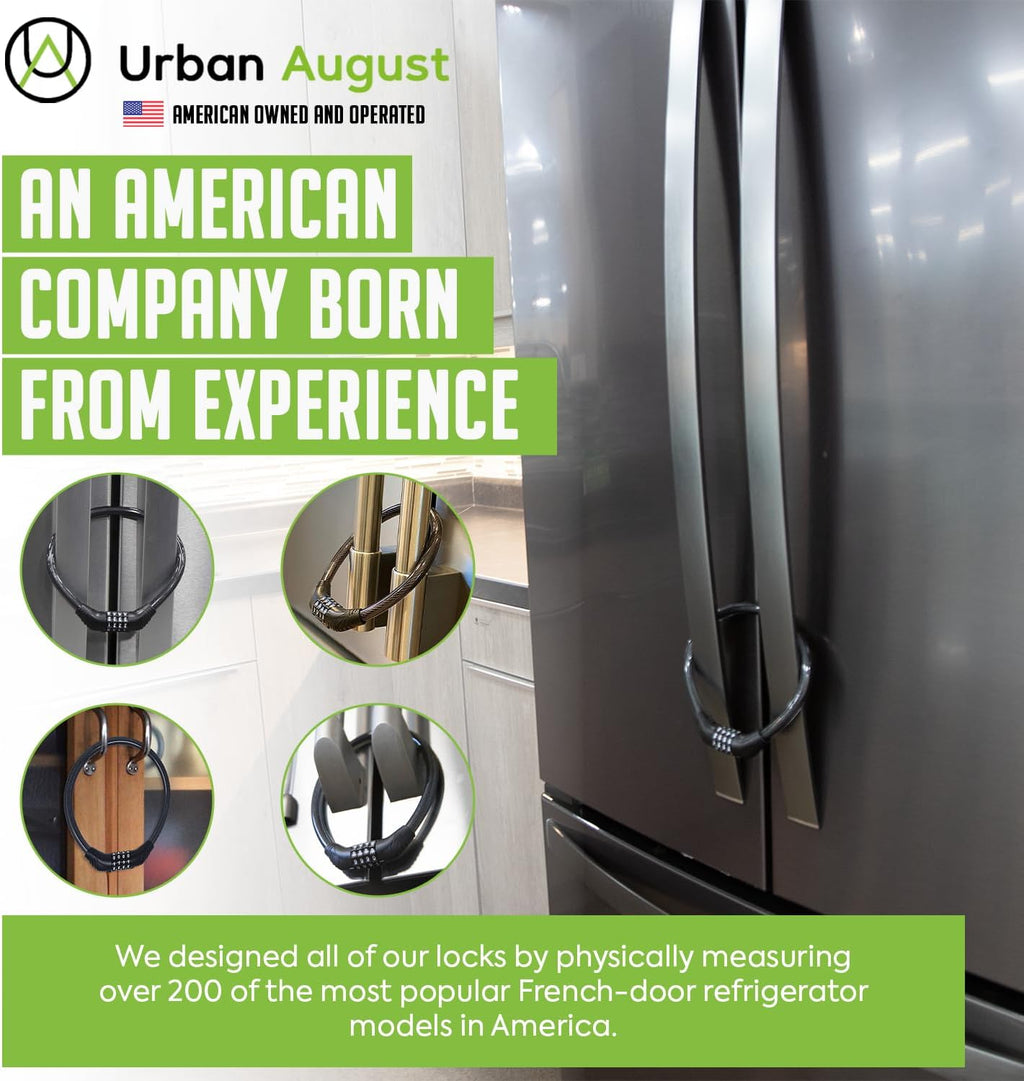 Urban August Refrigerator Lock for Kids & Adults, 4-Digit Code Fridge Lock for French-Door Refrigerators, & Versatile Cabinet (One)