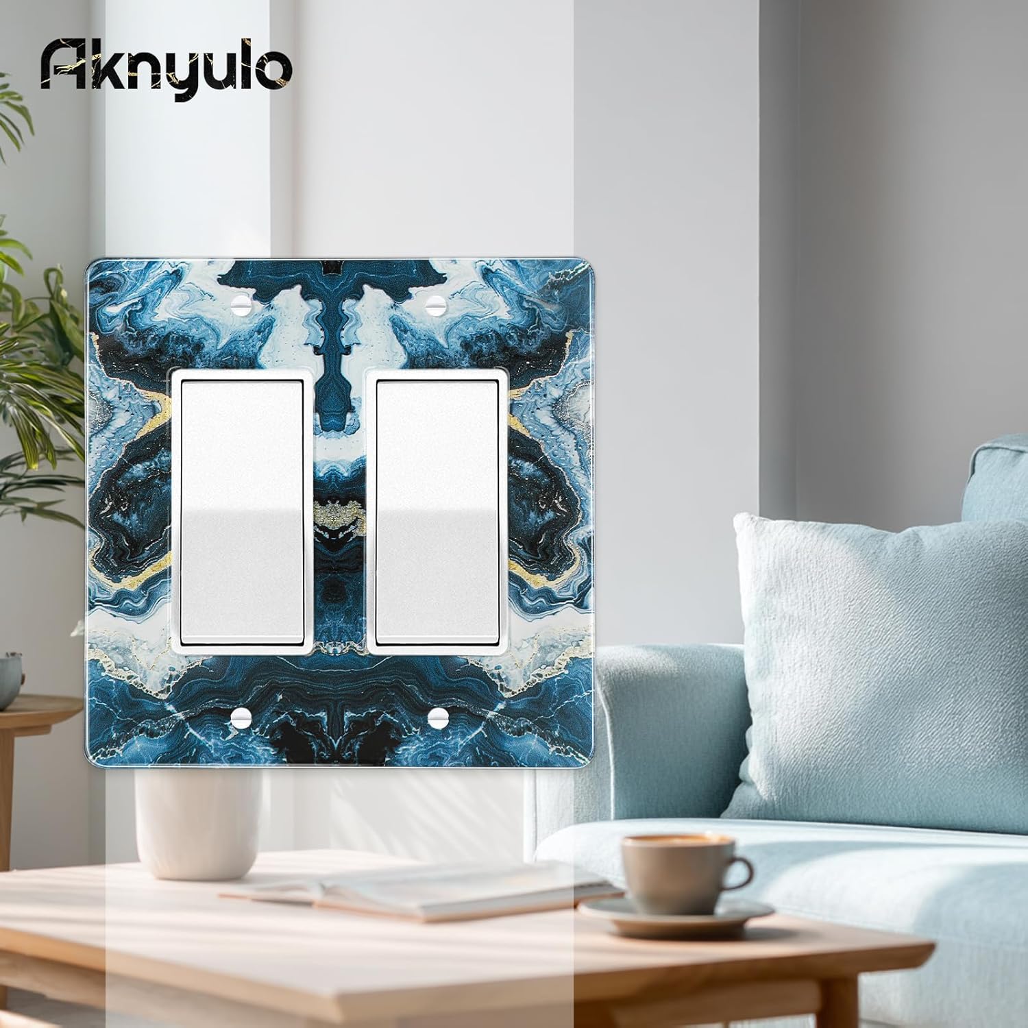 Luxurious Blue and Gold Marble Luxurious Blue and Gold Marble Acrylic Decorative Wall Plate Switch Plate Outlet Cover