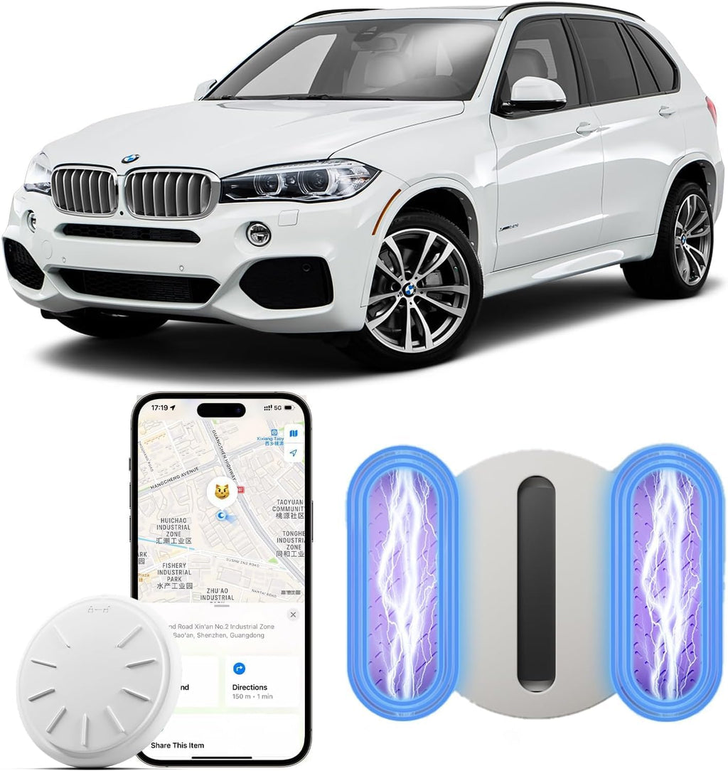 Vehicle GPS Tracker,No Subscription Car Tracker Works with Apple Find My App(iOS Only),Real-Time Monitoring Hidden Tracking Device for Car,Van,Motorbike,Caravan,Motorcycle (White,1PCS)