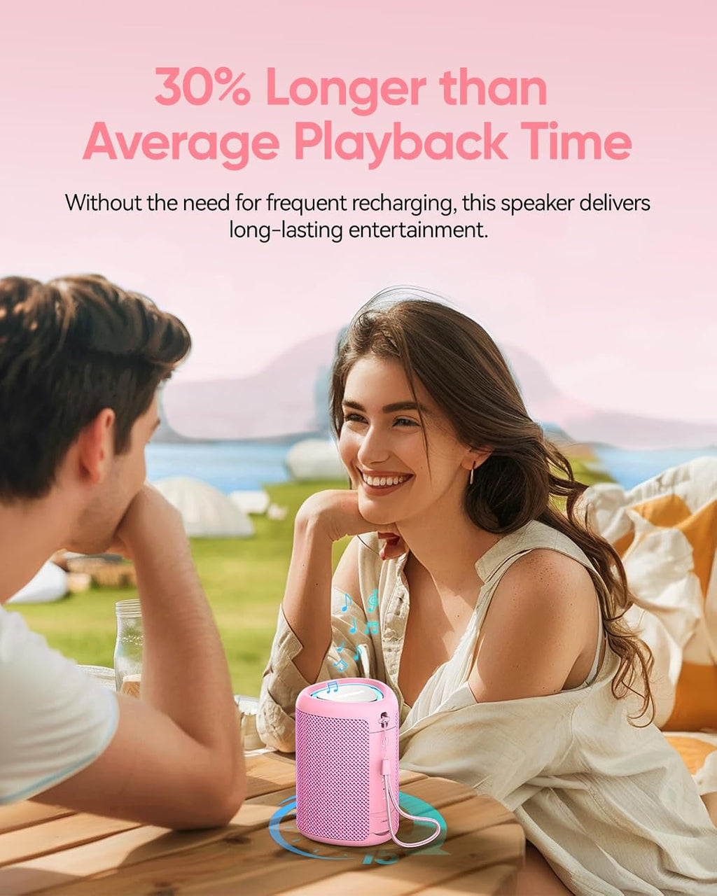 Portable Bluetooth Speaker with Lights, Stocking Stuffers, Powerful Crystal Clear Sound, IPX5 Waterproof, All Day Playtime, BT 5.3, TWS Paring, Small Wireless Speaker for Outdoor, White Elephant Gifts