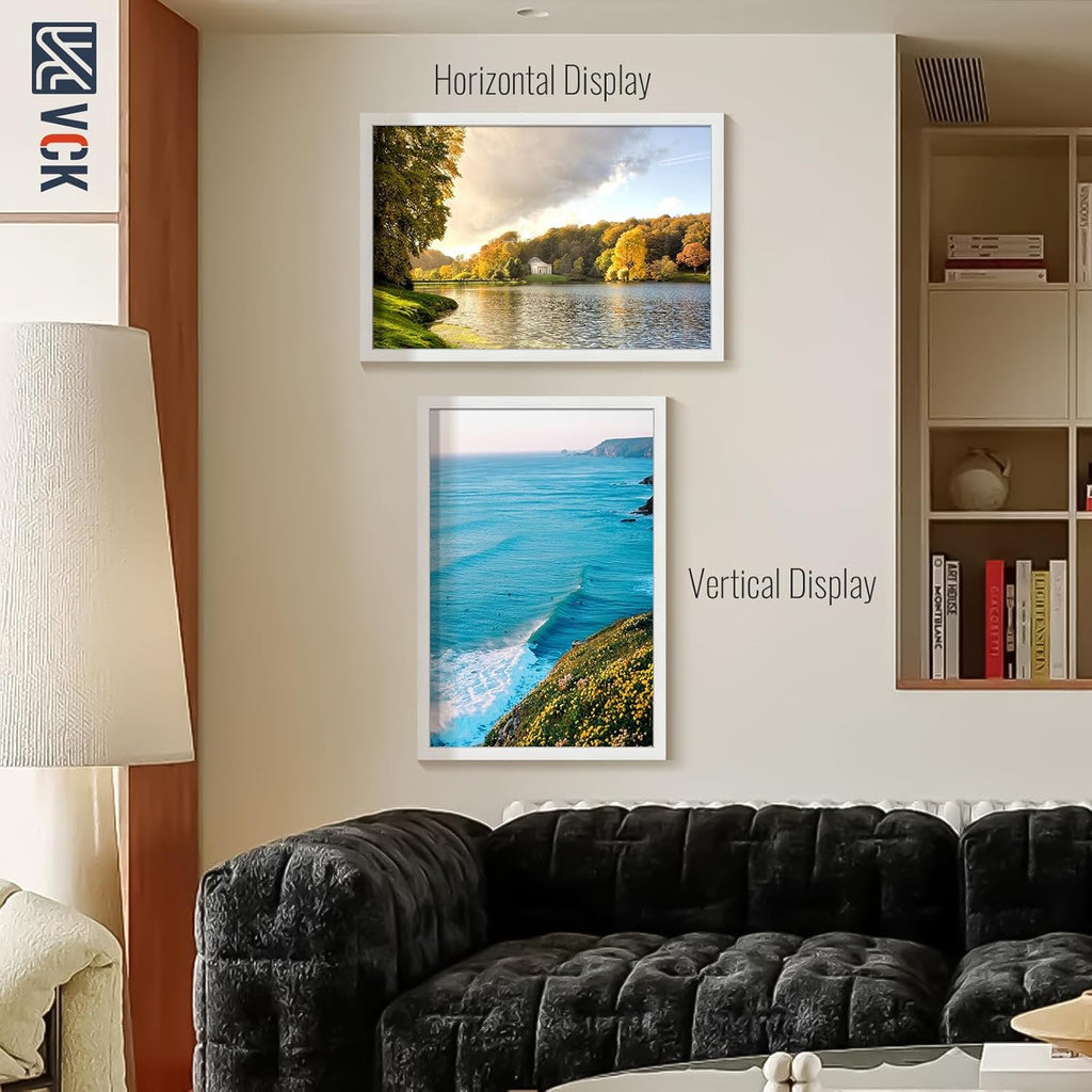 VCK 24x36 Poster Frames white Set of 6, Wide Border Wood Picture Frame, Multi-Directional Display Family Photos, Office Prints, Studio/Gallery Art, Woodgrain Series, Wall Hanging