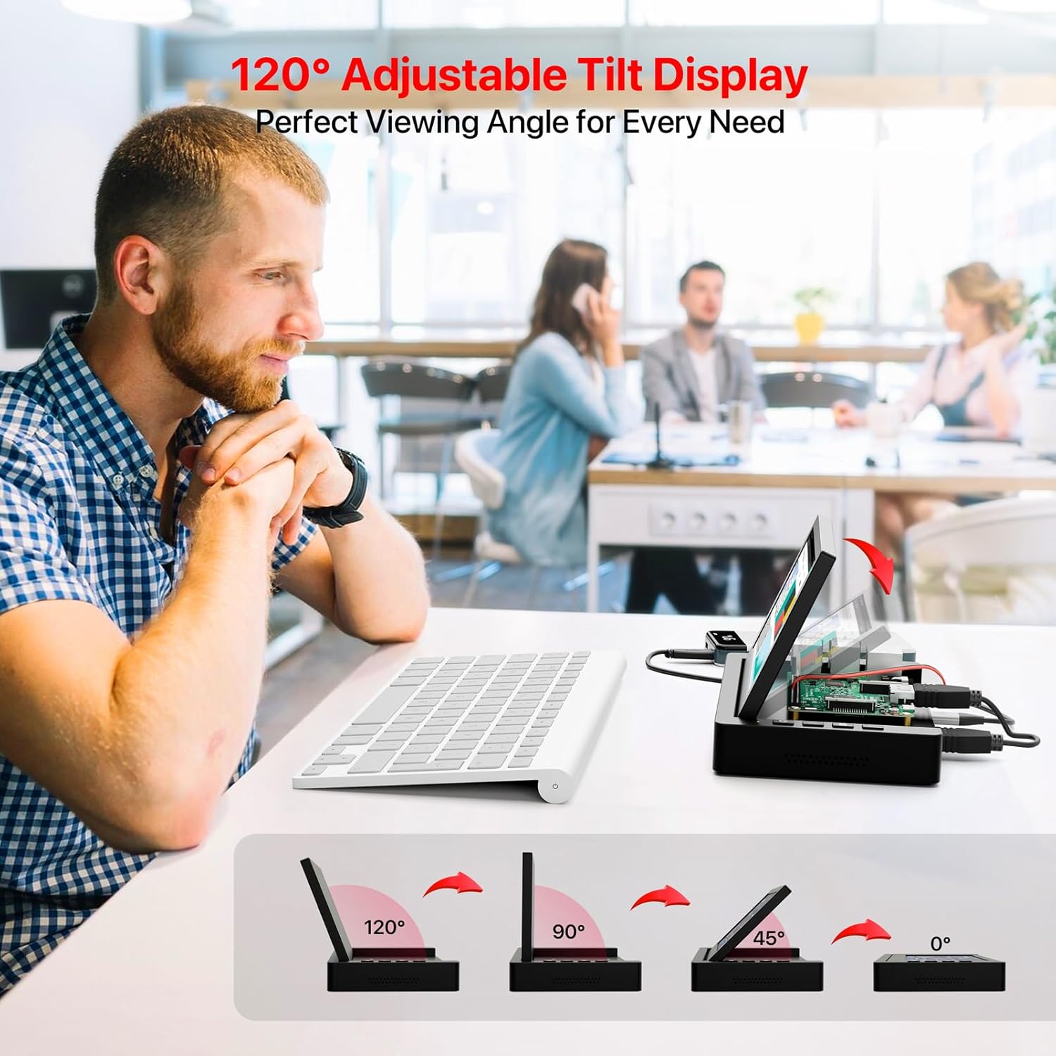 ROADOM 5'' Mini Monitor with Raspberry Pi Mount Holes & USB HUB, Type-C One-Cable Connection&Speakers, All-in-One Storage Dock, Pocket IPS Screen for PC monitoring/Gaming/AIDA64/Streaming Partner