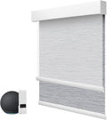 ZSTARR Motorized Day and Night Dual Smart Blind for Window with Valance Rechargeable Motor,Blackout Roller Shade Custom Size,with Valance Suitable for Home,Office (Full Blackout Gray)