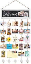 Bikoney Picture Frames Collage Wall Decor Photo Hanging Display Picture Board Wood Rustic Frames for Home Dorm Room Decor with Blackboard and 30 Clips White