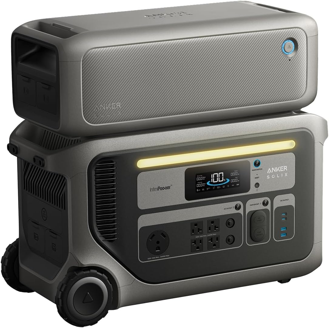 Anker SOLIX F3000 Portable Power Station and BP3000 Expansion Battery, 6kWh, 6,000W Recharging, Solar Generators for Home Use, For Power Outages, Camping, RVs, and Emergencies