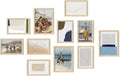 HAUS AND HUES Natural Oak Wood Gallery Wall Tabletop Frames Made with Real American Oak and Shatter-free Plexiglass - Set of 11 (Eight 4x6, Three 5x7, Framed Beige)