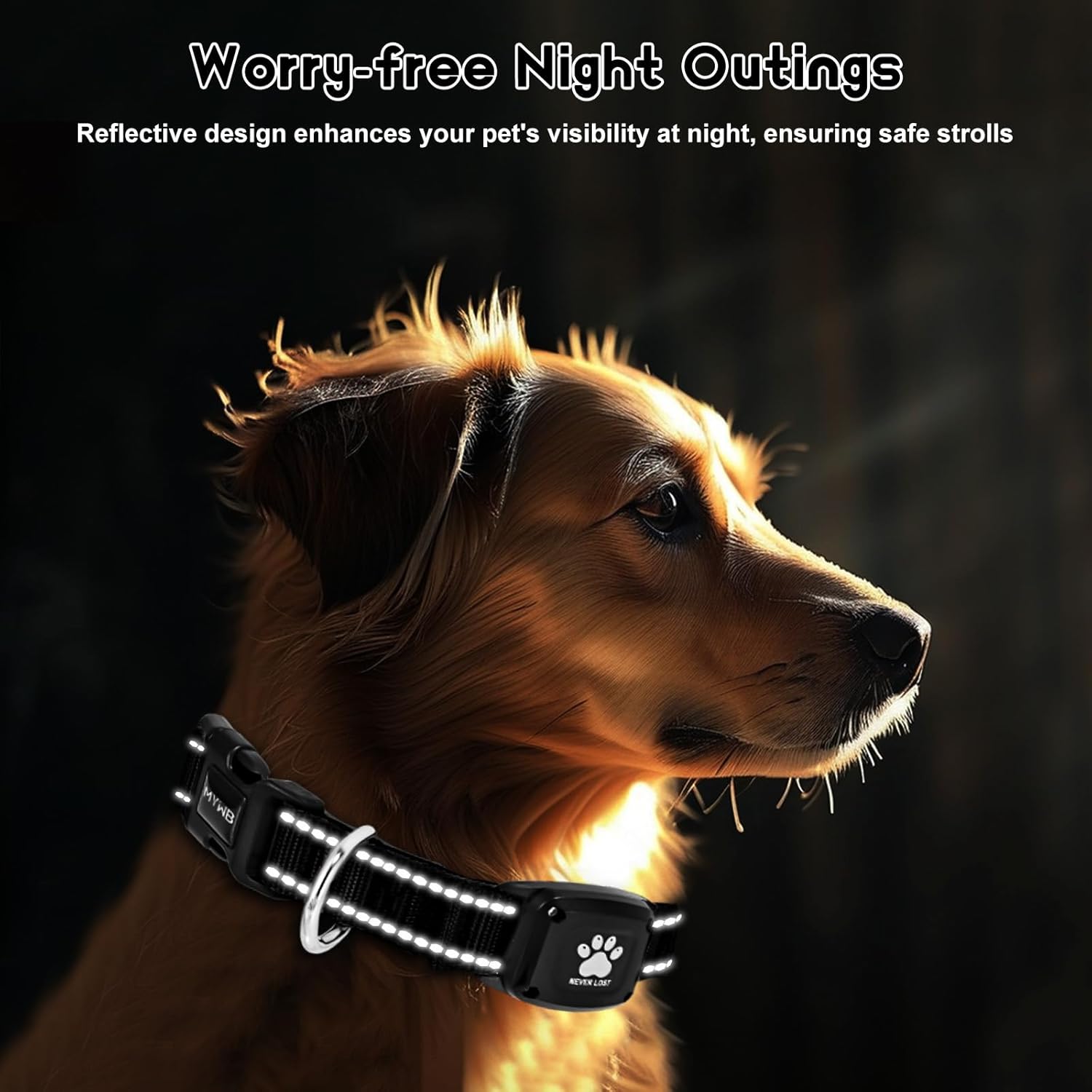 GPS Dog Collar Tracker 2-in-1,Reflective Waterproof Pet Collar,iOS-Only,No Monthly Fees,Unlimited Range,Ideal for Dog Tracking pet Tracker,for Small Medium Large Dogs(XS (10.6"-13.6"), Black)