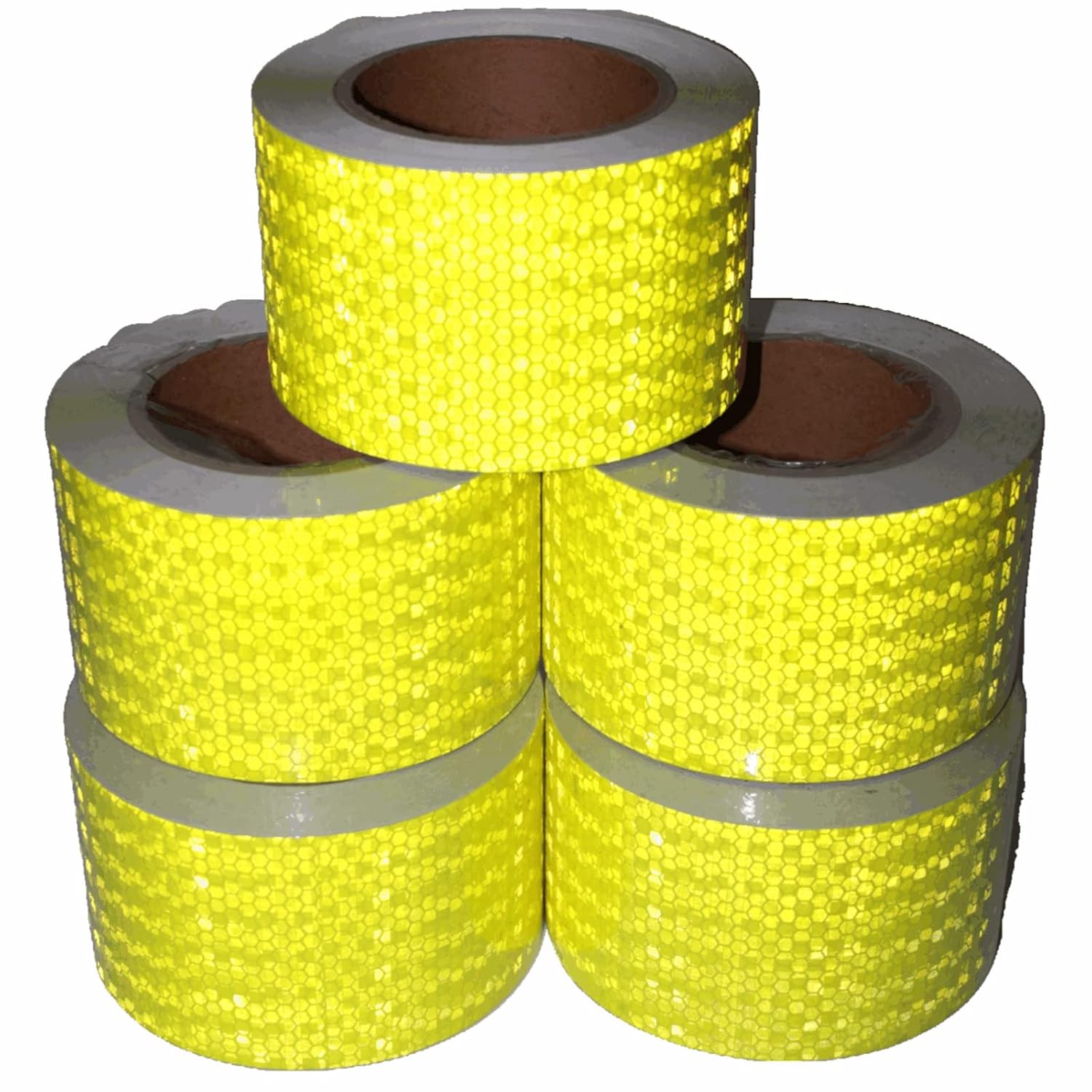 Fluorescent Yellow Reflective Tape Outdoor Waterproof 3 inch Wide, High Visibility Warning Safety Industrial Marking Tape (68 feet,5 Rolls)