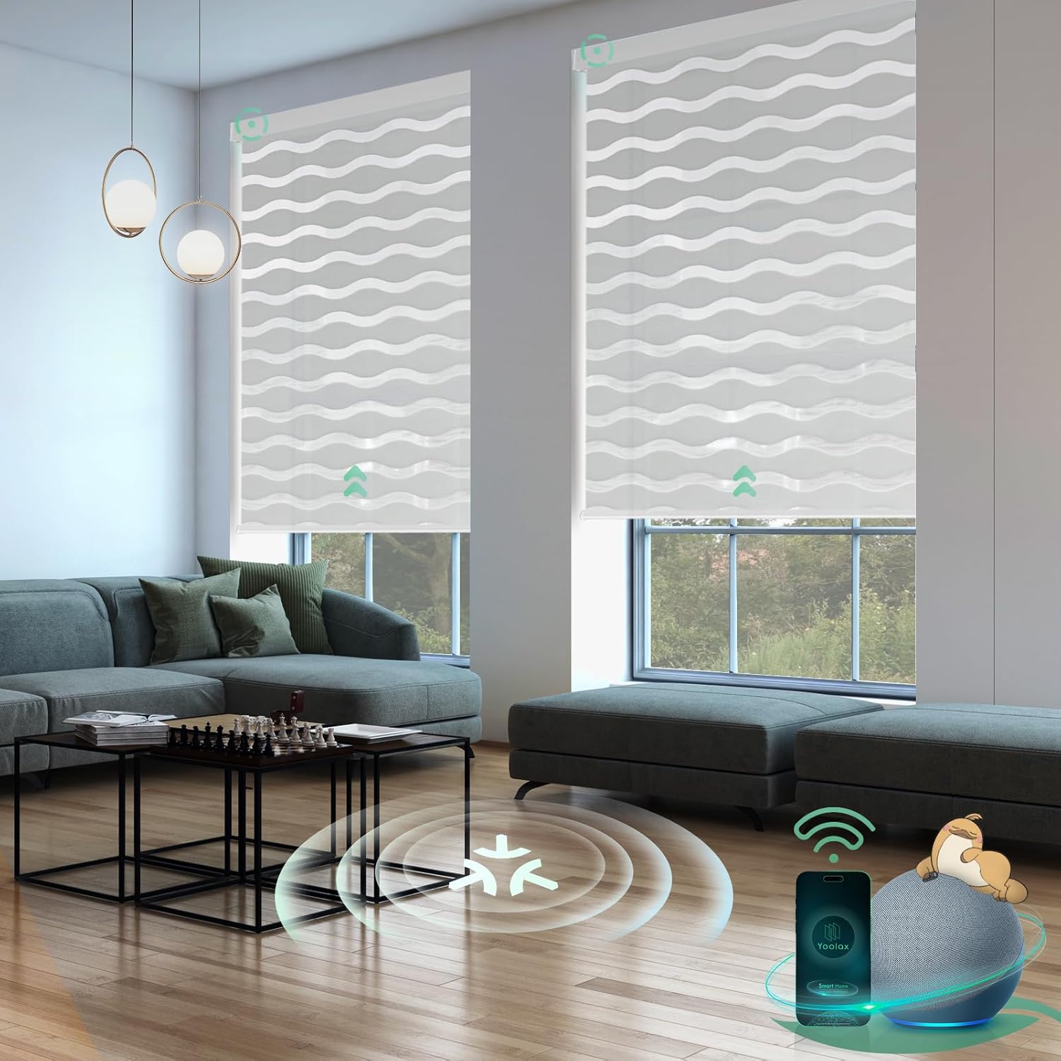 Yoolax Motorized Blinds with Remote, Zebra Blinds for Indoor Windows, Blackout Zebra Shades with Voice Control, Compatible with Alexa Google Home and HomeKit, APP Control, Customizable, Beige