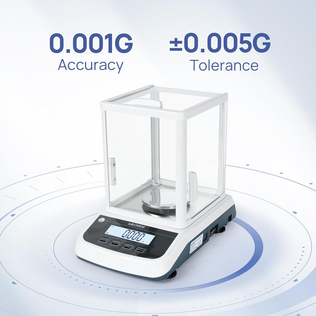 Lab Analytical Balance 500g×0.001g Accuracy Digital Lab Scale Laboratory Analytical Balance with Windshield Jewelry Scale RS232 Interface (0.001g*500g)