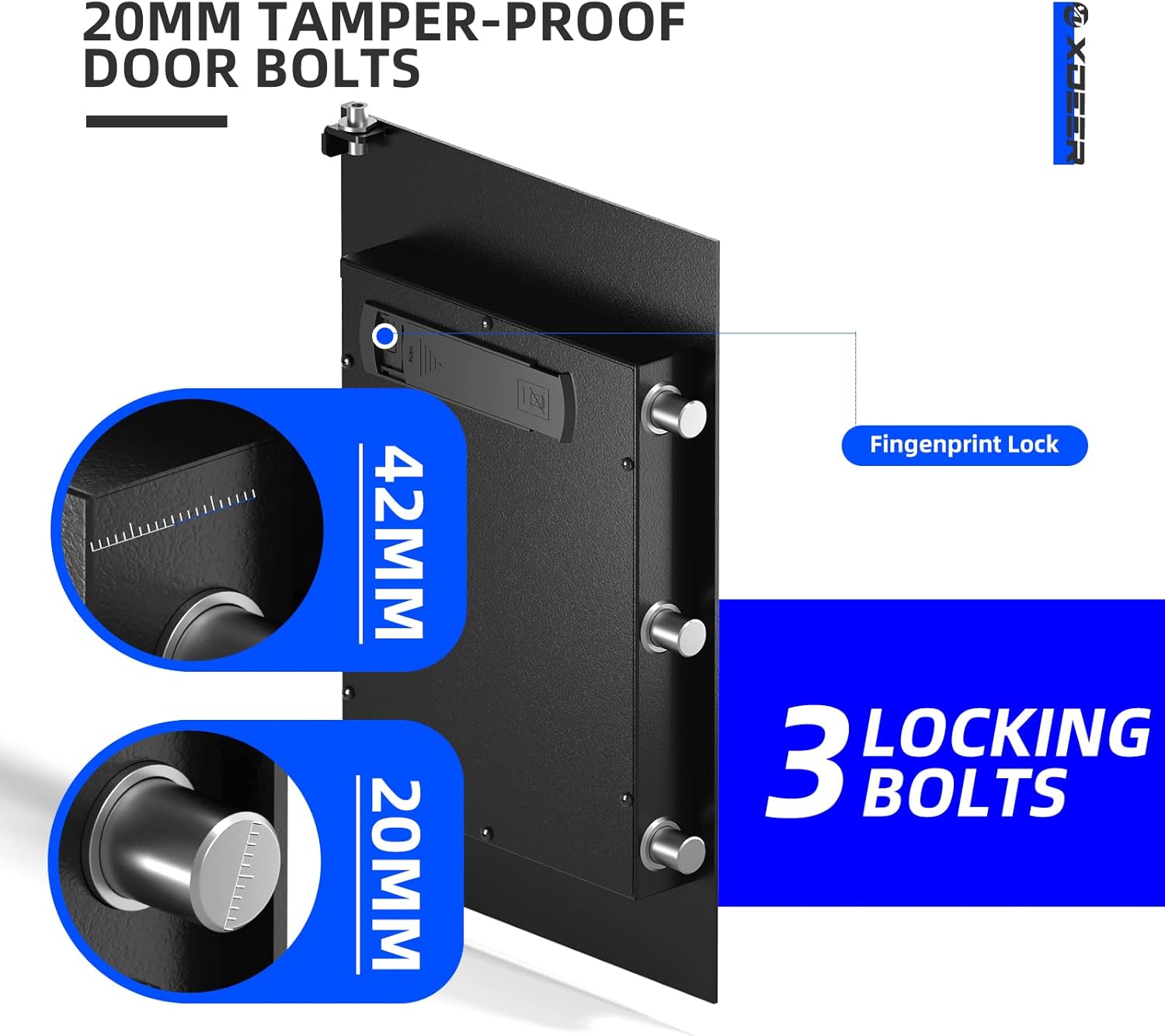 XDeer Biometric Safe Box, Quick-Access Security Safe Box with Upgraded Fingerprint, Steel Handgun Safe Lock Box for Kid/Home/Office (2.04 Cubic Feet)