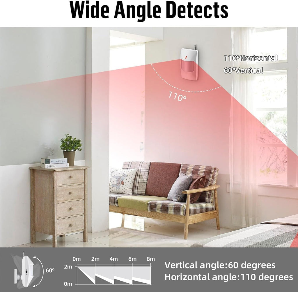 WiFi Alarm System for Home Security, 120dB Wireless Alarm Security System with Free Notification APP Control and Motion Sensor Siren, Remote Control for Shed Garage