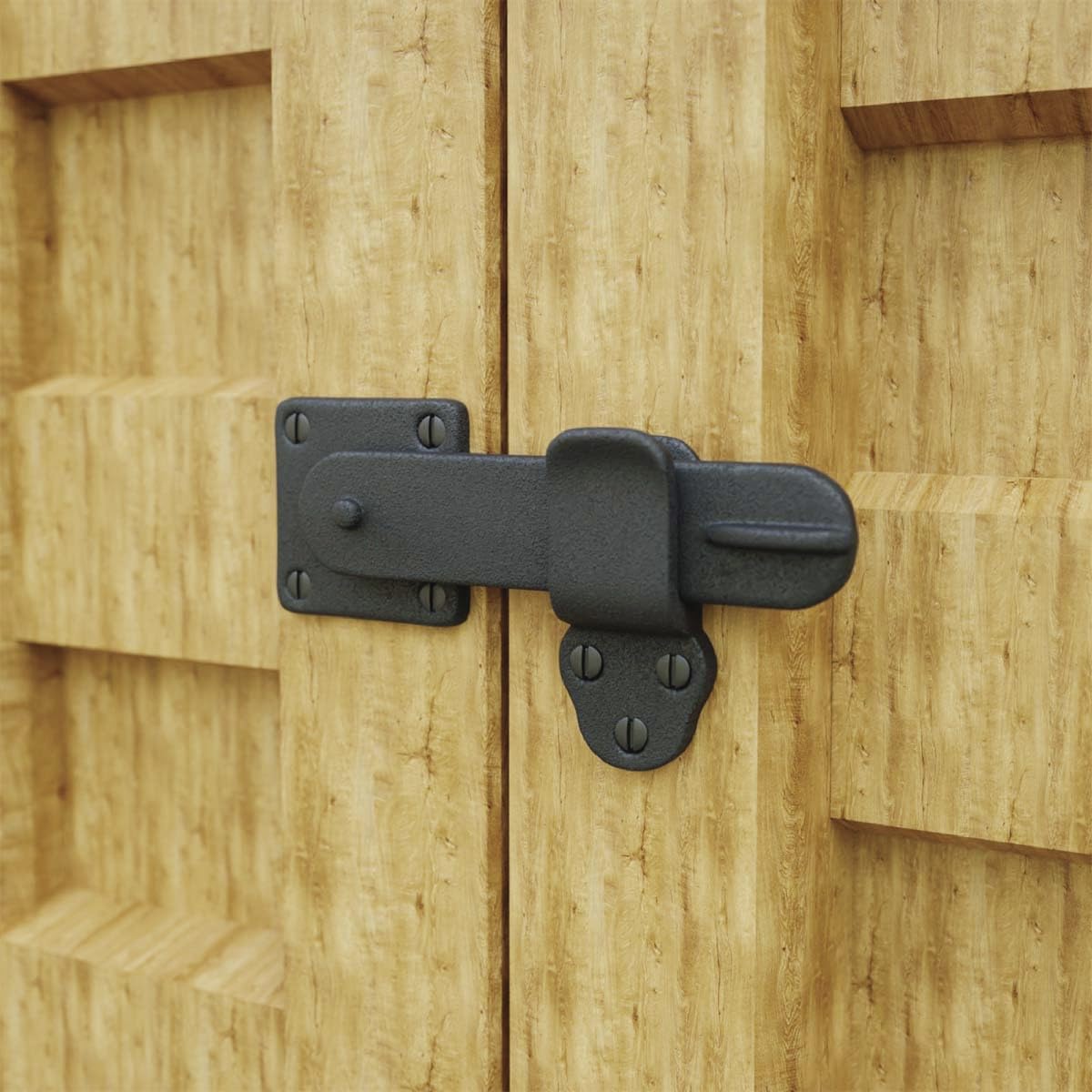 Renovators Supply Manufacturing Door Latch 5 3/4 in. Black Wrought Iron Gate Latch/Barn Door Latch Lock with Mounting Hardware Pack of 2