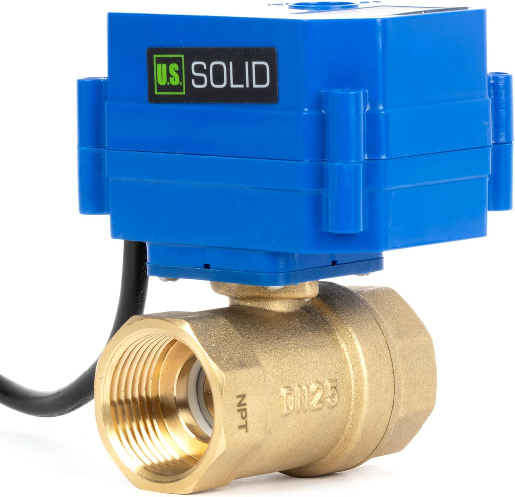 U.S. Solid 1" NPT Motorized Ball Valve with US Plug 110VAC Brass Electrical Ball Valve,Auto Return, Normally Closed, IP65