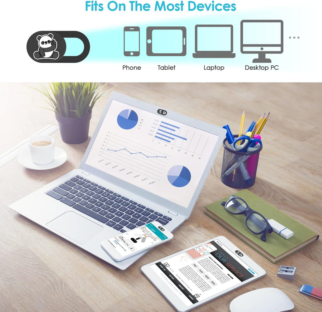 Webcam Cover Slide, Cute Greeting Panda Laptop Camera Cover, Camera Cover Slide Laptop Accessories for Macbook Pro Air iMac Cell Phone iPad iPhone Tablet Echo Chromebook, Guard Your Personal Privacy