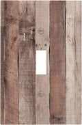 Decorative Light Switch Cover Retro Wood Brown Farmhouse Barn Wooden 1 Gang Single Toggle Device Electrical Faceplate Switchplates Decorator Outlet Wall Plate for Farmhouse Cabin Decor