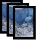 6x9 Picture Frame Set of 3, Black Frame for 6 x 9 Inch Picture Poster Photo, Light Weight and High Transparent 6 by 9 Frame for Wall - 3 Pack/Black/6"x9"