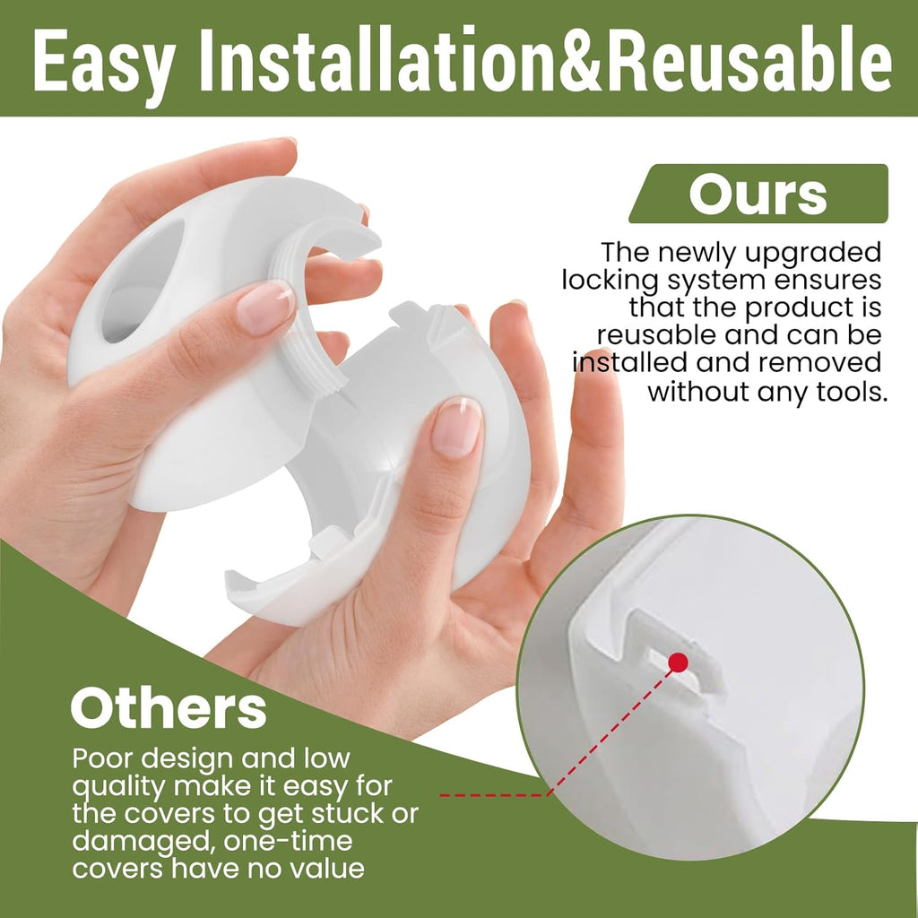 Child Safety Door Knob Covers Reusable Baby Proof Door Knob Locks Baby Proof Door Handle Protector for Kids Universal Fit Easy Grip Lockable Design No Tools Needed (10 Pcs)