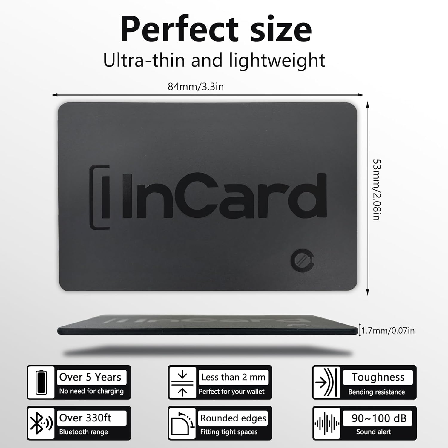 Wallet Tracker (Both iOS and Android) IP68 Bluetooth Smart Finder Card GPS Tracker for Bags Passport Works with Apple Find My (Apple MFi Certified) & Google Find My Device - Over 5 Year Battery Life