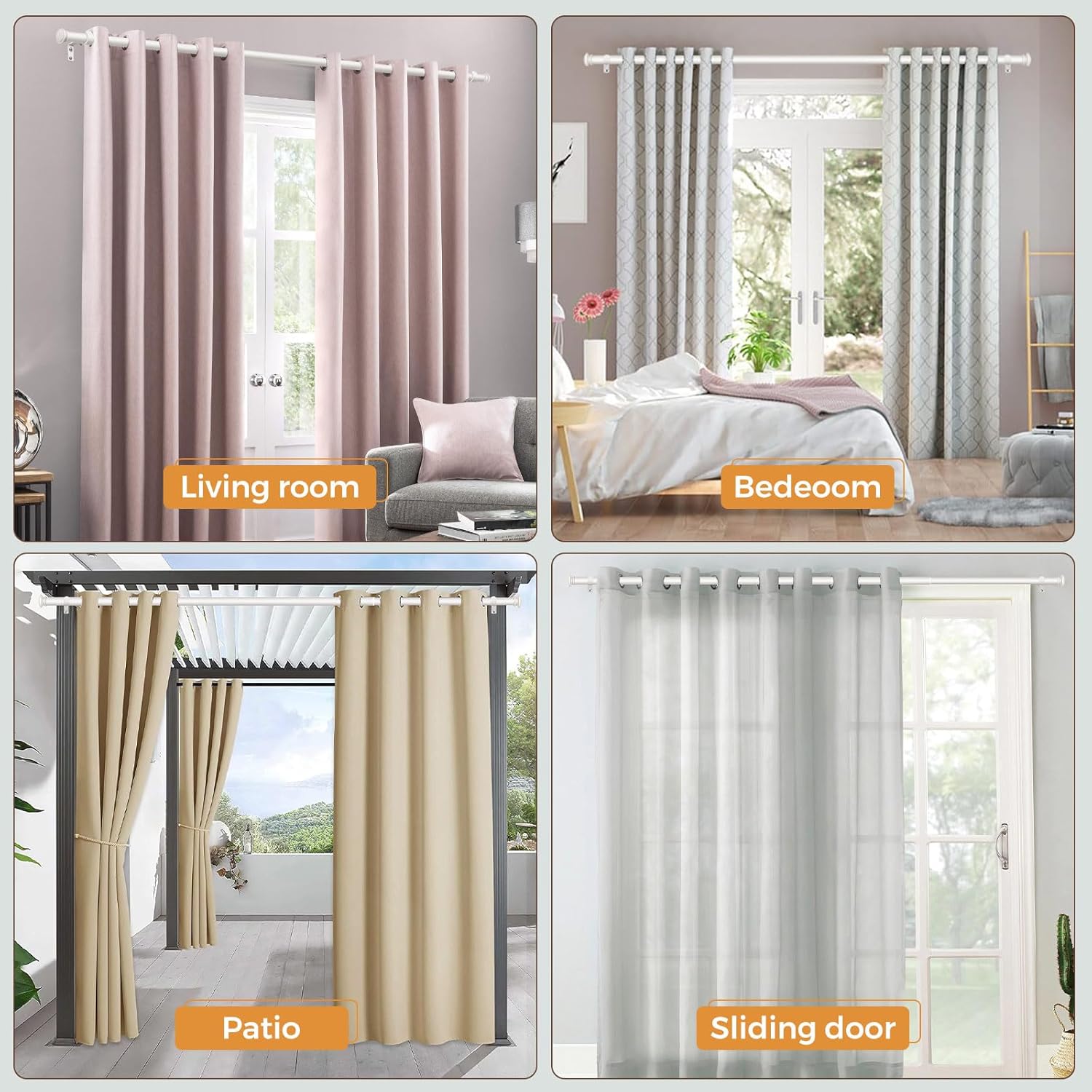 TONIAL Curtain Rod 32 to 115 Inch, Telescoping Splicing 3/4 Drapery Rods for Windows Decorative Single Rod with Small Cap End, Warm White