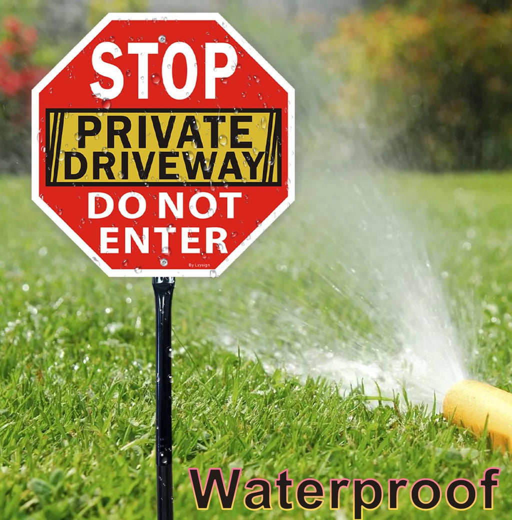 2Pack Stop Sign, Private Driveway Do Not Enter Sign with Stake, 36" Tall, 12" x 12", Reflective Aluminum