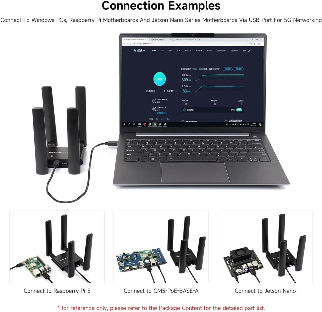 Global 5G DONGLE Expansion Board, USB 3.2 Port, Onboard M.2 Key B Interface, Quad Antennas, Aluminum Alloy Case, with Qualcomm RM530N-GL 5G Sub-6G & mmWave Module @XYGStudy (RM530N-GL 5G DONGLE (B))