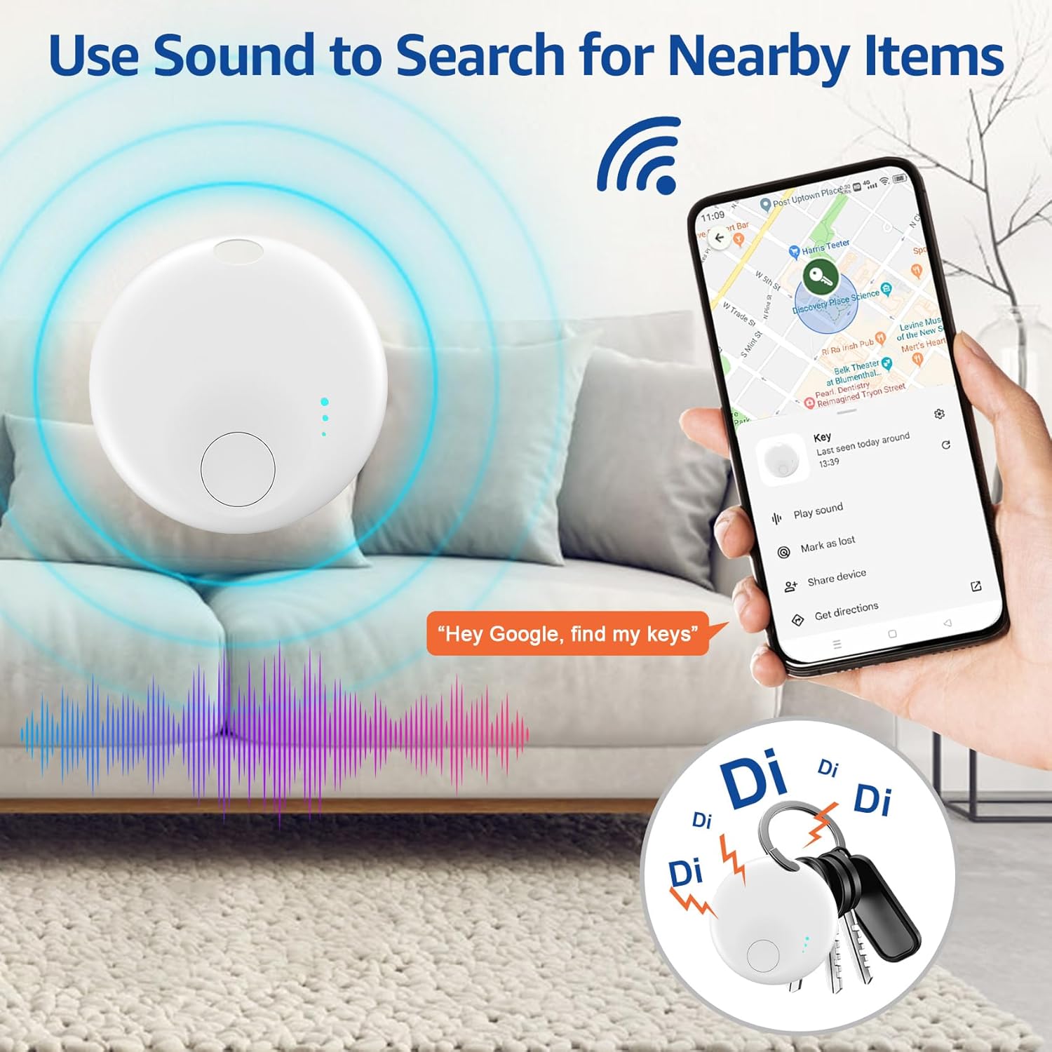 Smart Tags-4 Pack for Android Tracker Tags, Bluetooth Tracker, Work with Google's Find Hub App, Item Finder for Keys, Item Locator for Wallet, Suitcases (White&Black)