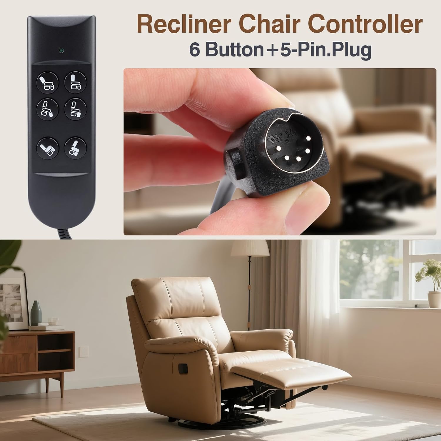 Yosoo Health Gear Lift Chair Remote Control Replacement, 6 Button 5 Pin Wired Lift Chairs Power Recliners Remote Hand Control for Ultra Comfortable Chair Electric Bed Sofa Replacement