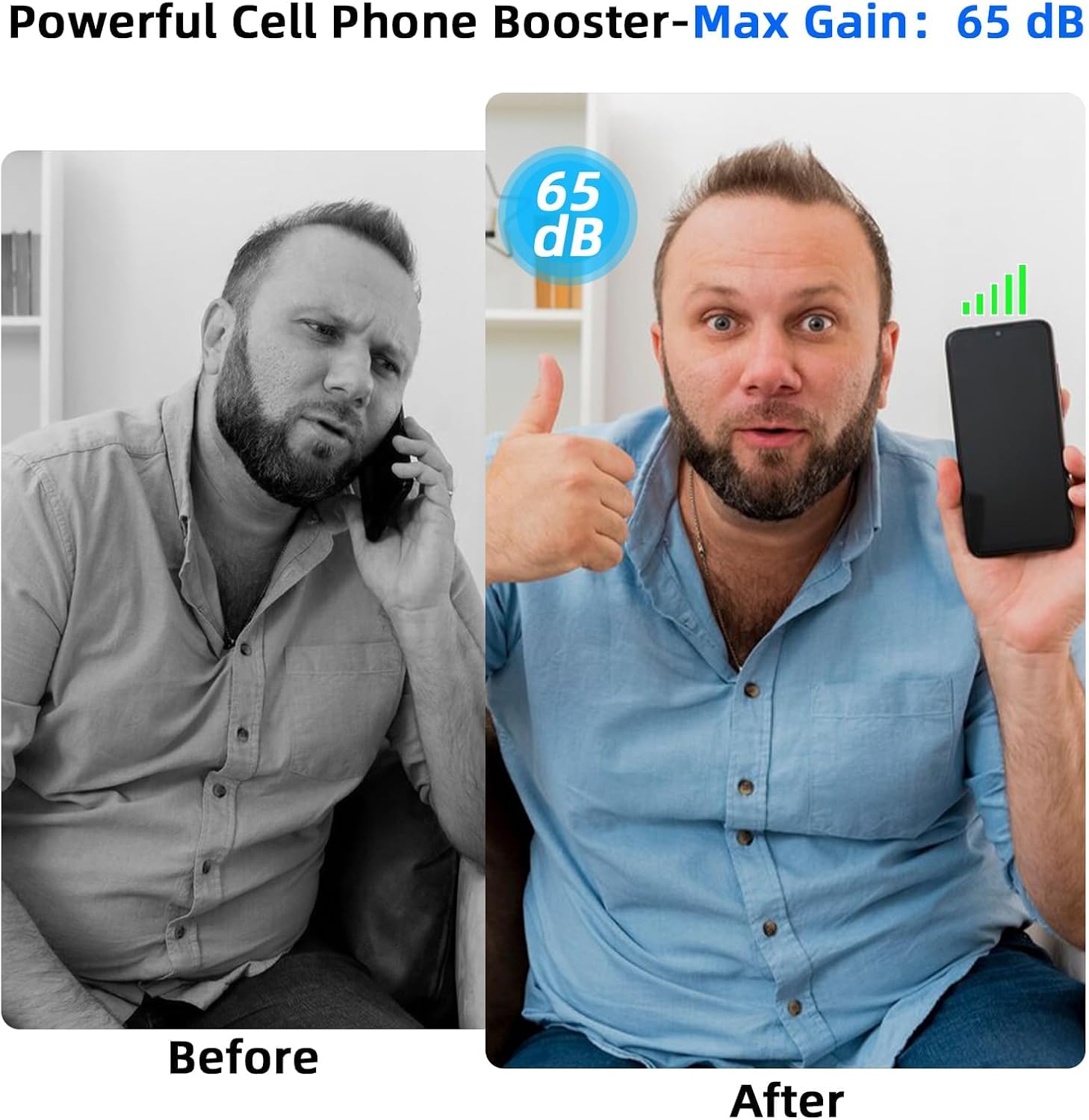 Cell Phone Booster for Home, Cell Phone Signal Booster for Band 5/12/13/17, Boost 5G 4G LTE 3G Data for All U.S. Carriers, FCC Approved (Dark Blue)