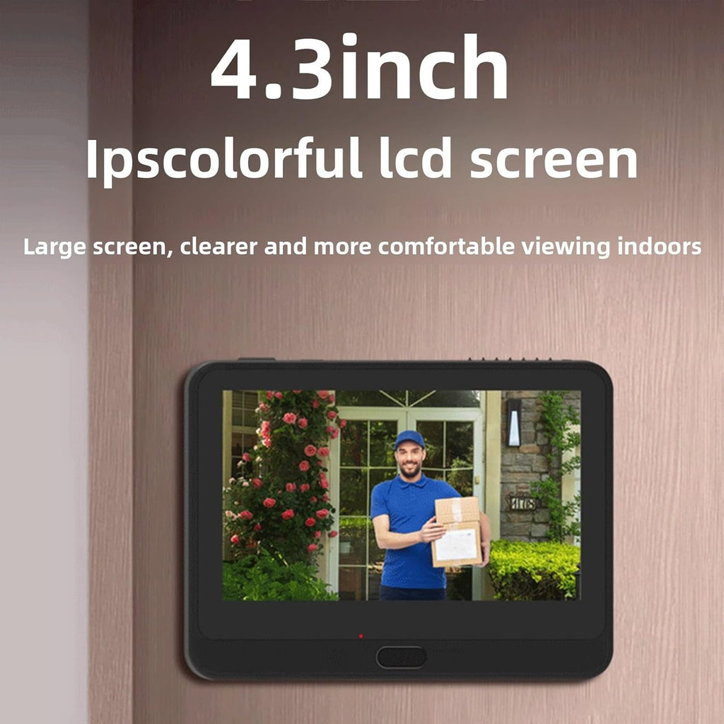 Zopsc Peephole Camera 1080P, Digital Door Viewer with 4.3in Color Screen, PIR Human Detection, High Definition Recording, Voice Changing, for Home Security Monitoring