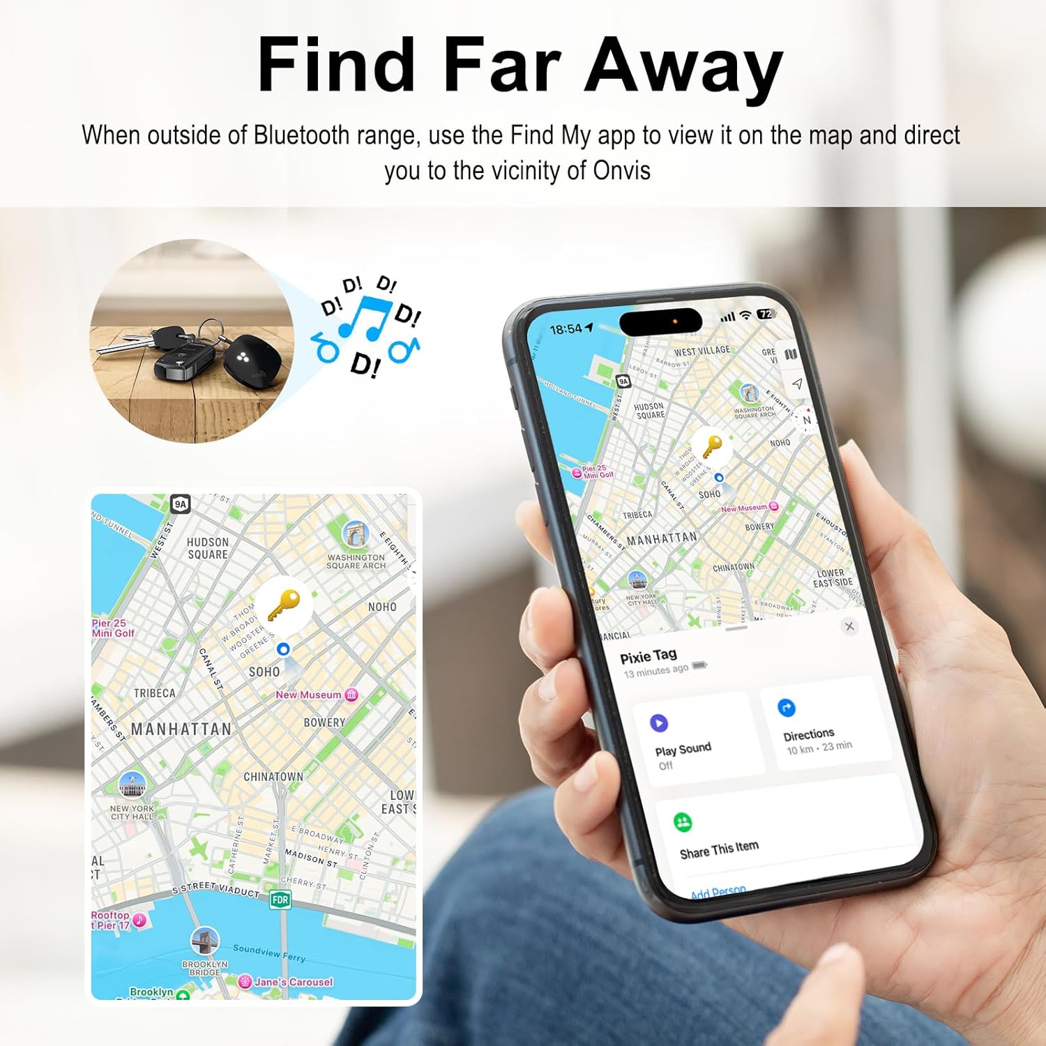 Onvis Item Finders Tracker Work with Apple Find My APP (iOS Only, Not for Android), Smart Bluetooth Locator for Keys, Luggage Suitcases, Bags Wallets, Backpack, IP67 Waterproof (1) (1)