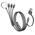 Travel Essentials, 4 in 2 Multi Charging Cable for Apple Watch Charger/iPhone Charger,USB C Cable Cord for iPhone 17-11/iWatch Ultra/10-2/Galaxy S25-S20, Android Phones, Kindle, MP3-Black,4FT