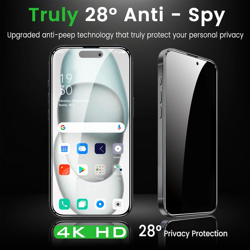 4 Pack Privacy Screen Protector for iPhone 15 Plus 6.7 Inch with 4 Pack Camera Lens Protector, Anti Spy Tempered Glass Film, Anti-Scratch, Touch Sensitive, Case Friendly