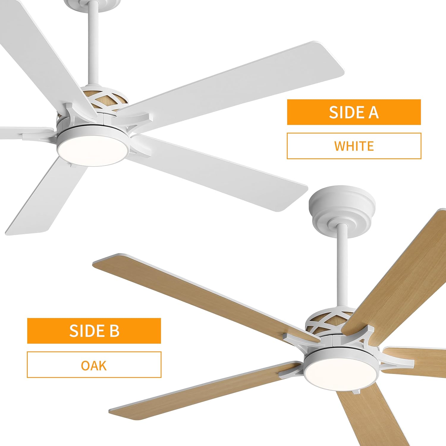 WINGBO 52" Smart Ceiling Fan with Lights, White/Oak Blades, 6 Speeds Reversible DC Motor, Works with Alexa and Google Assistant, 3CCT Dimmable LED Ceiling Fan for Bedroom Living Room, White Finish