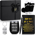 6 Pcs Sobriety Gifts for Men Women Addiction Recovery Sober Encouragement Gifts 12 oz Stainless Steel Cup Socks Keychain Pen Notebook Box for AA NA Alcoholics Addiction Sober Milestone