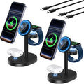 2 Pack Hevanto 2025 3 in 1 Wireless Charging Station for Apple MagSafe Charger, 15W Fast Magnetic Mag-Safe Charger Stand for iPhone 17 16 15 14 13 12 Apple Watch AirPods (Adaptor Not Included)