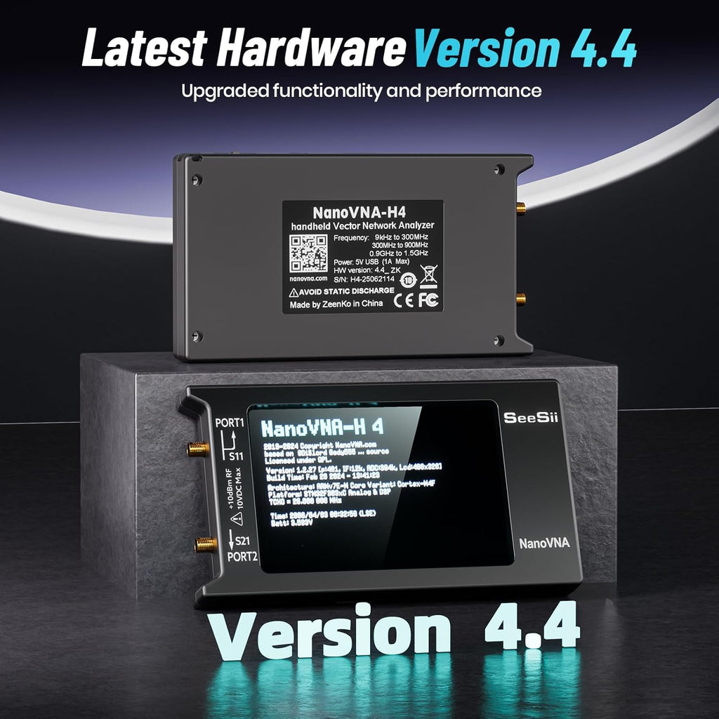 SEESII NanoVNA-H4 Vector Network Analyzer V4.4 9KHz-1.5GHz with 4" Touch Screen and EVA Hard Shell Protective Storage Case for Antenna Analyzer, Waterproof Shockproof with Carry Strap