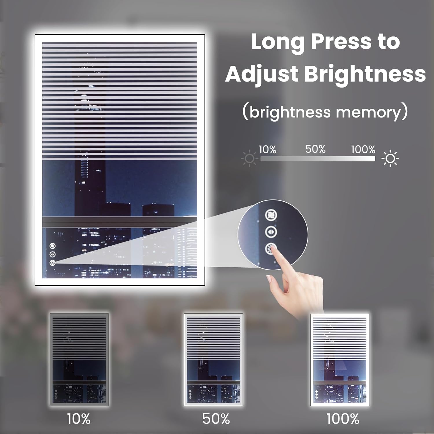 WTTY 24"X32" LED Bathroom Mirror with Black Frame, Bathroom Vanity Mirror with Lights for Wall, Front Light and Backlit, Anti-Fog, Dimmable, 3 Colors, Shatterproof, Memory, Horizontal/Vertical