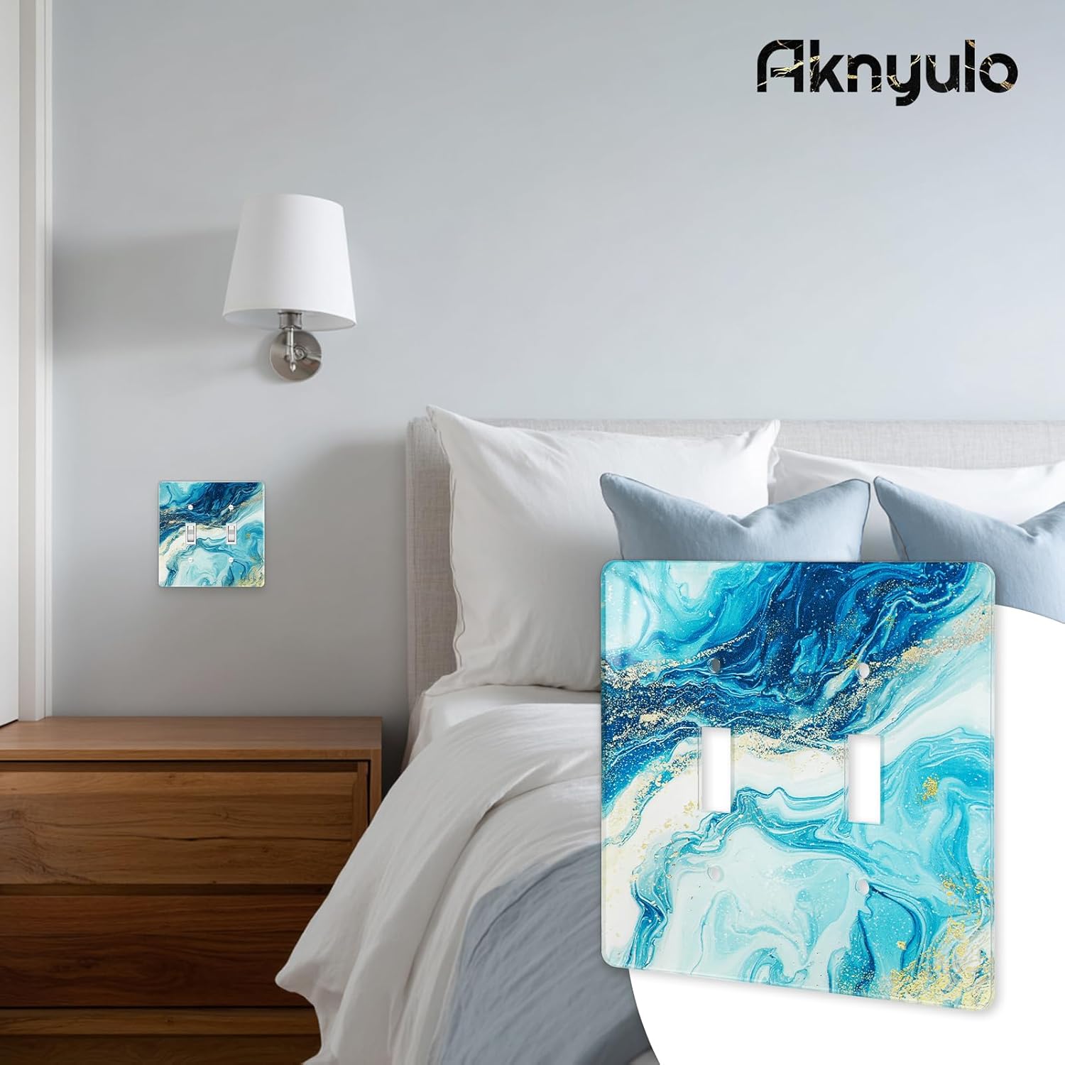 Elegant Marble Acrylic Light Switch Cover Decorative Double Rocker Wall Plate Light Switch Plate Cover