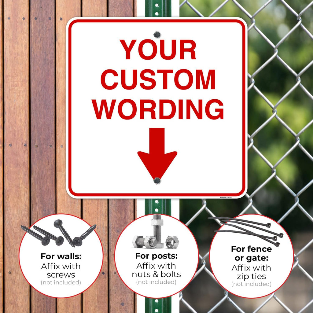 Custom Personalized, with Down Arrow Sign, 36x36 Inches, Rust Free .063 Aluminum, Fade Resistant, Made in USA,