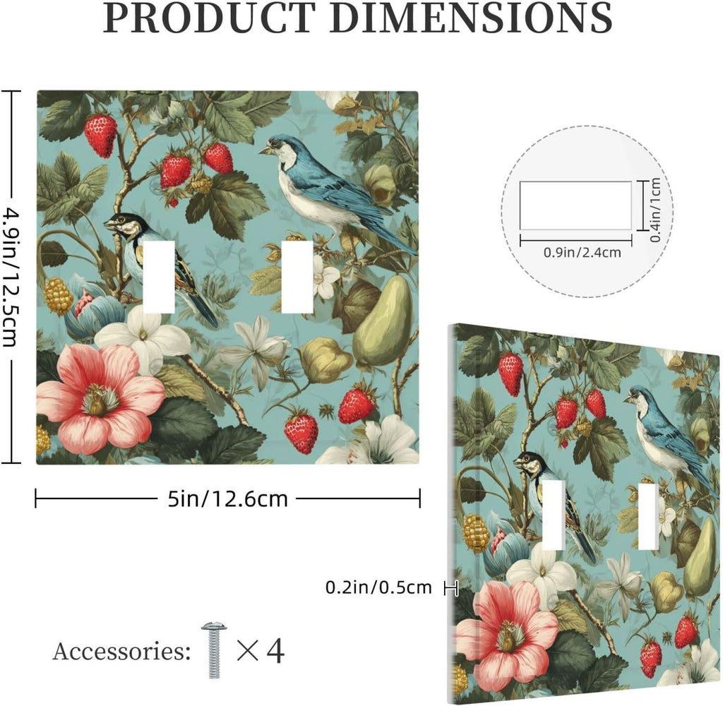 William Morris Flower 2 Gang Double Toggle Wall Plate Cover Decorative Light Switch Covers Electrical Faceplate Switch Plates for Bathroom Kitchen Home