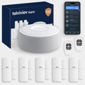 tolviviov WiFi Smart Door/Window Alarm System 8-Piece Kit – App Alerts, Compatible with Alexa, No Monthly Fee, Expandable DIY Wireless Home Security, 1 Siren, 5 Sensors & 2 Remotes (8 Pack)