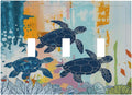 Decorative Switch Plates Colorful Ocean Sea Turtle Marine Life 3 Gang Wall Plate Triple Toggle Light Switch Cover Faceplate Electrical Wall Panels for Kids room Bedroom Decor
