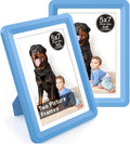 Blue 5x7 Picture Frame with Acrylic Front 2 Pack, ABS Frame for 5x7 or 4x7 Photos, Shatterproof UV-Resistant Tabletop Photo Frame, Vertical/Horizontal Display for Home Décor