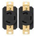 ENERLITES NEMA L6-30R Flush Mounting Locking Receptacle for Generator, Twist Lock Outlet, 30 Amp, 250 Volt, 2 Pole, 3 Wire Grounding, Industrial Grade Heavy Duty, UL Listed, 66460-BK, Black, 2 Pack