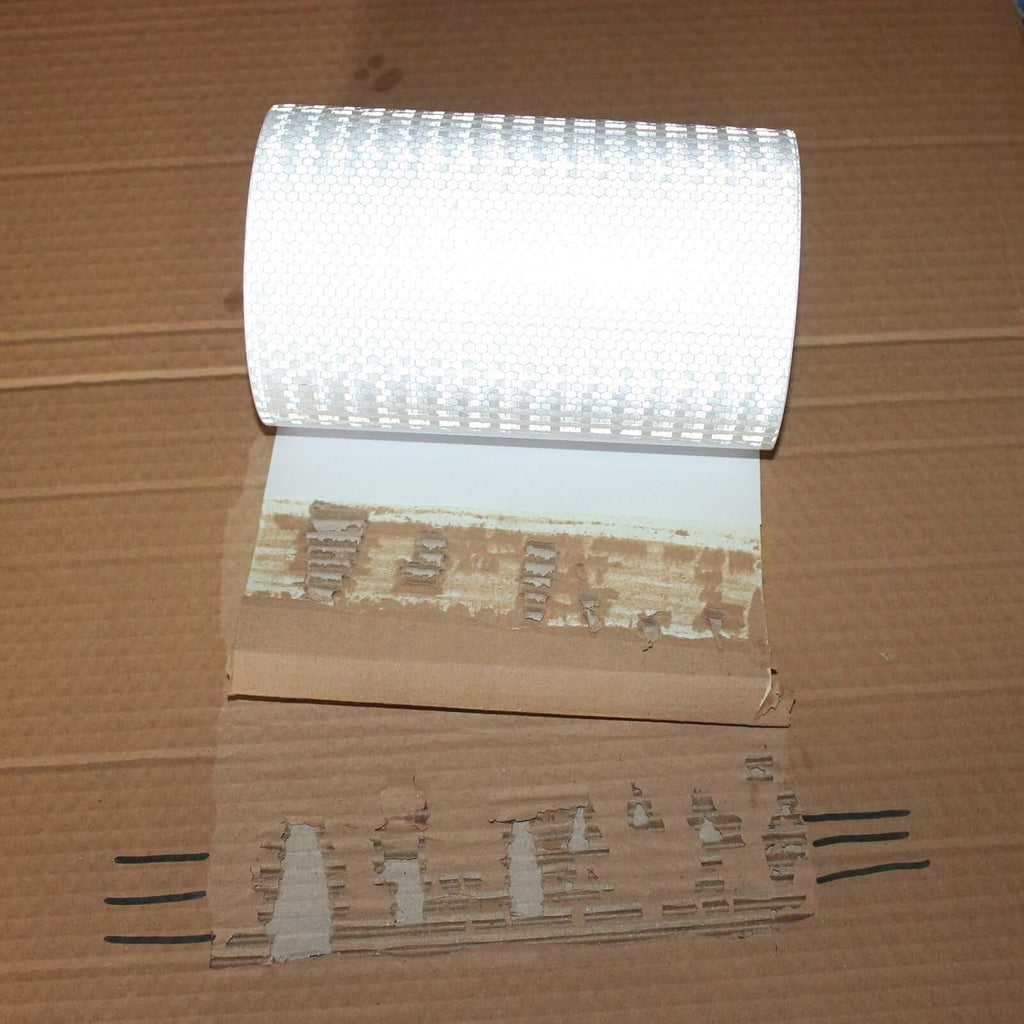 White Reflective Tape Outdoor Waterproof 8 inch Wide, High Visibility Warning Industrial Marking Tape,Safety Stickers (68 feet)