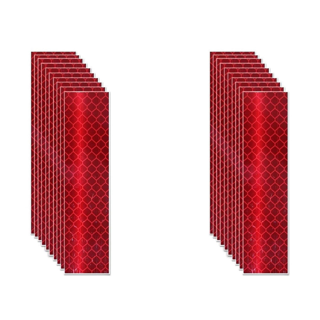 Non Fading Red Reflective Stickers 1 inch X 4 inch, Outdoor Waterproof High Visibility Warning Safety Adhesive Reflector Tape (20 Pcs)