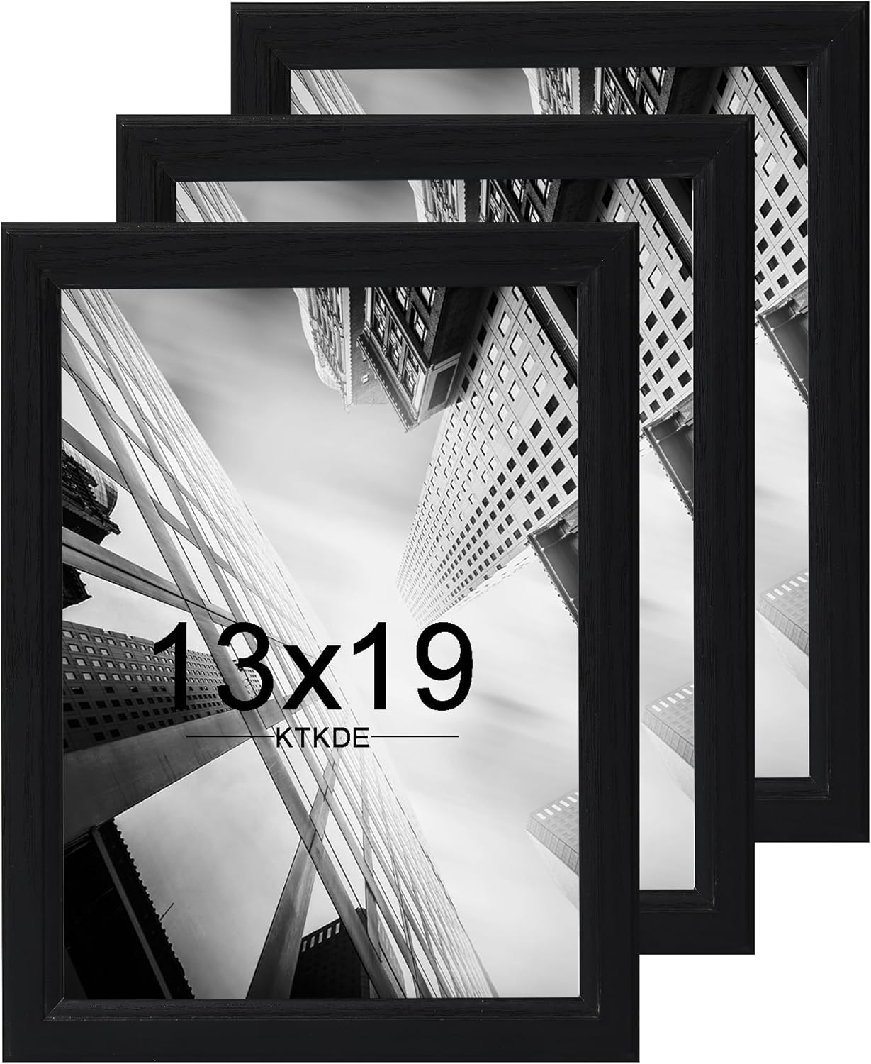 KTKDE 13x19 Picture Frame Set of 3,black Wooden frames, Vertical & Horizontal Wall Hanging for Wall Display,Studio Gallery Photo Frame for Photos, Posters & Art Prints