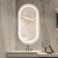 Niccy Oval LED Mirror for Bathroom, 48x24 Front Lit + Backlit Vanity Mirror with Light Anti-Fog, Shatter-Proof, 3 Colors, Makeup Mirrors with Gold Frame (Horizontal/Vertical)